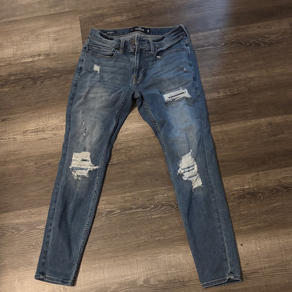 Hollister Women’s Super Skinny Distressed Blue Jeans size 28x30
